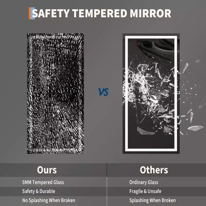 Miroir de salle de bain avec éclairage, Intensité variable, Anti-buée, Rétroéclairé + Éclairage frontal, Miroir de courtoisie lumineux pour salle de bain, Fonction mémoire, Antidéflagrant