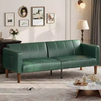 Canapé-lit futon en similicuir de 75'', causeuse convertible, dossier réglable, poches latérales, canapé-lit peu encombrant pour petits espaces