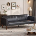 Canapé-lit futon en similicuir de 75'', causeuse convertible, dossier réglable, poches latérales, canapé-lit peu encombrant pour petits espaces