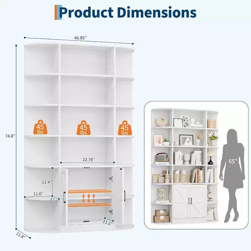 Acekool Étagère pour enfants de 190,5 cm de haut à 6 niveaux avec armoire de rangement et portes, organisateur pour chambre à coucher