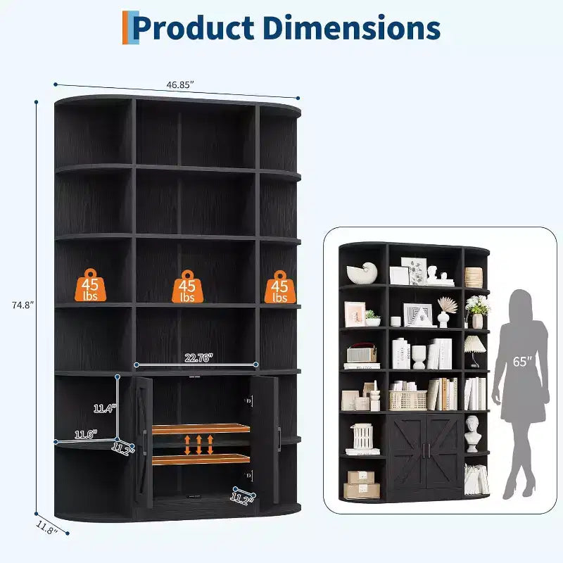 Acekool Étagère pour enfants de 190,5 cm de haut à 6 niveaux avec armoire de rangement et portes, organisateur pour chambre à coucher