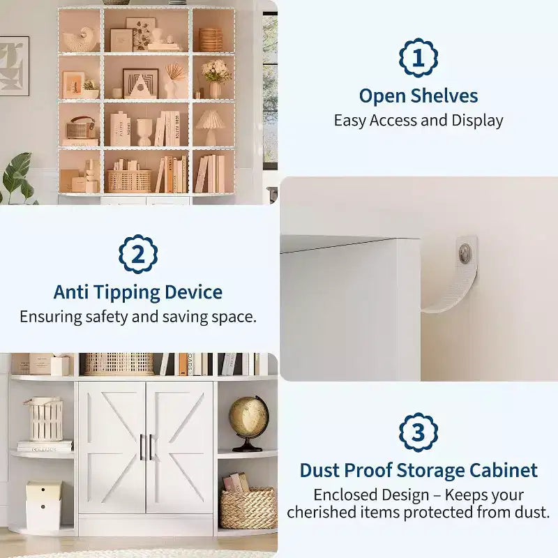 Acekool Étagère pour enfants de 190,5 cm de haut à 6 niveaux avec armoire de rangement et portes, organisateur pour chambre à coucher