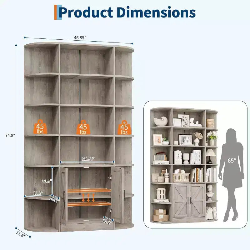 Acekool Étagère pour enfants de 190,5 cm de haut à 6 niveaux avec armoire de rangement et portes, organisateur pour chambre à coucher