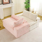 Canapé d'angle modulable moderne color-block, canapé nuage en velours tortue à assise profonde pour salon, chambre ou appartement - Panipeachy