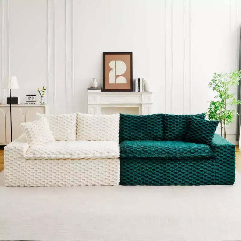 Canapé d'angle modulable moderne color-block, canapé nuage en velours tortue à assise profonde pour salon, chambre ou appartement - Panipeachy