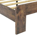 Cadre de lit Queen Size, Cadre de lit plateforme en bois, Silencieux, Grand espace de rangement sous le lit, Marron foncé