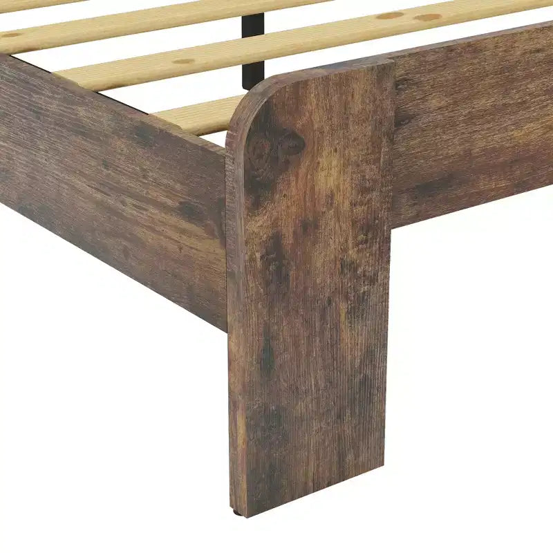 Cadre de lit Queen Size, Cadre de lit plateforme en bois, Silencieux, Grand espace de rangement sous le lit, Marron foncé