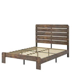 Cadre de lit Queen Size, Cadre de lit plateforme en bois, Silencieux, Grand espace de rangement sous le lit, Marron foncé