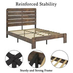 Cadre de lit Queen Size, Cadre de lit plateforme en bois, Silencieux, Grand espace de rangement sous le lit, Marron foncé