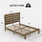 Cadre de lit Queen Size, Cadre de lit plateforme en bois, Silencieux, Grand espace de rangement sous le lit, Marron foncé