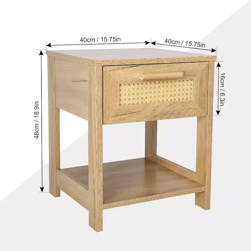 Tables de chevet lot de 2, petite commode de rangement moderne en rotin avec 2 tiroirs et 2 étagères de rangement ouvertes, table d'appoint de chevet pour chambre à coucher