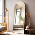 58x18 Gold Arched Mirror with Stand. Freestanding Full Length Floor Mirror Featuring a Lightweight Aluminum Frame