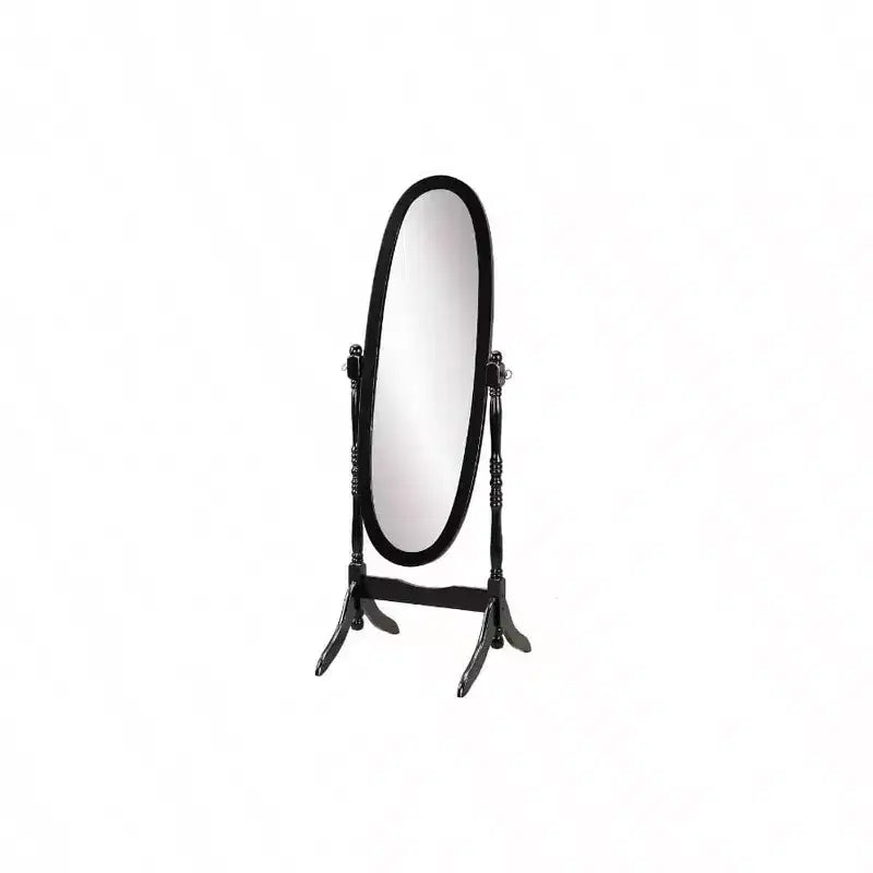 Miroir de courtoisie traditionnel de style « Black Queen Anne ». Miroir inclinable sur pied pleine longueur pour une décoration intérieure élégante