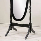 Miroir de courtoisie traditionnel de style « Black Queen Anne ». Miroir inclinable sur pied pleine longueur pour une décoration intérieure élégante