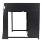 Lit mezzanine de jeu Luxystar en bois pleine grandeur avec bureau intégré, armoire, LED et tiroir, Noir+Rouge