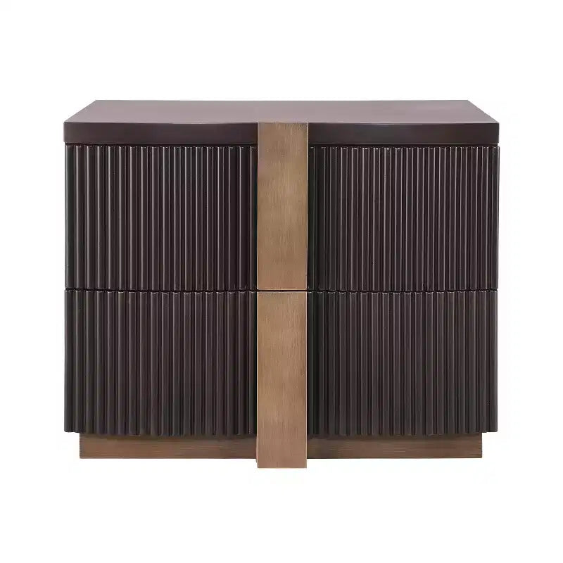 Christopher Knight Home Aven Table de chevet à 2 tiroirs cannelés, style moderne du milieu du siècle