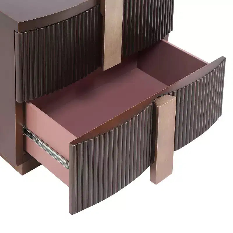 Christopher Knight Home Aven Table de chevet à 2 tiroirs cannelés, style moderne du milieu du siècle