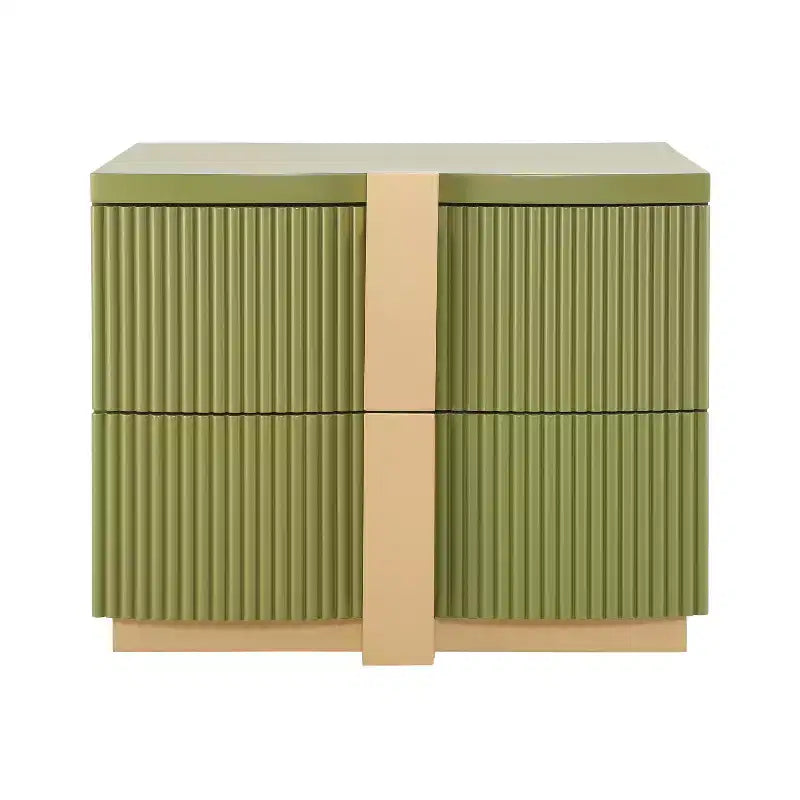 Christopher Knight Home Aven Table de chevet à 2 tiroirs cannelés, style moderne du milieu du siècle