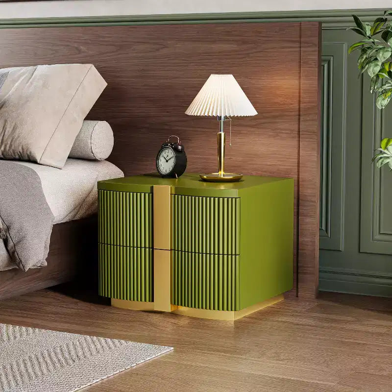 Christopher Knight Home Aven Table de chevet à 2 tiroirs cannelés, style moderne du milieu du siècle