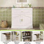 Meuble sous vasque 36 pouces avec rangement, meuble de salle de bain en bois avec portes à fermeture amortie et étagère