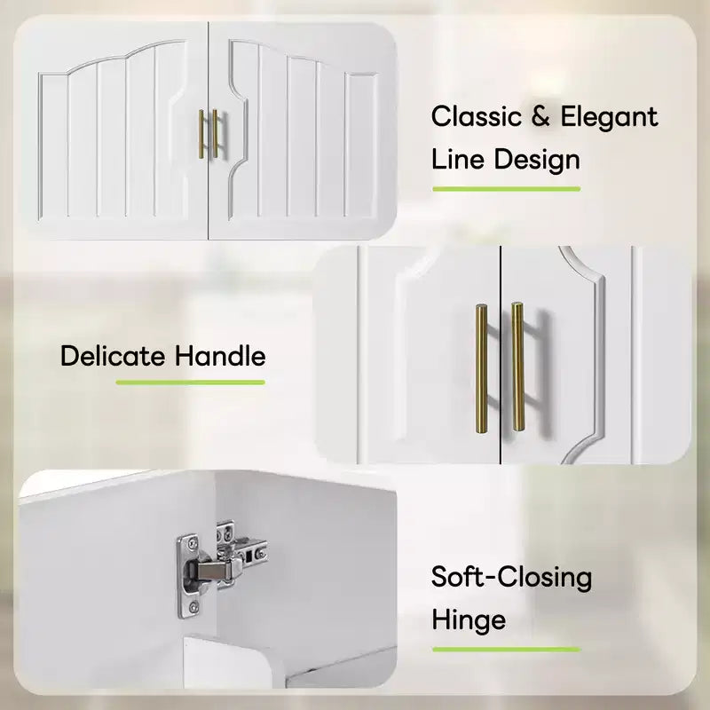 Meuble sous vasque 36 pouces avec rangement, meuble de salle de bain en bois avec portes à fermeture amortie et étagère