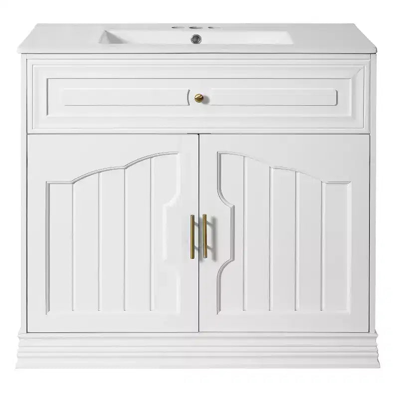 Meuble sous vasque 36 pouces avec rangement, meuble de salle de bain en bois avec portes à fermeture amortie et étagère