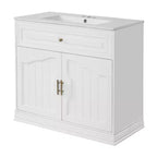 Meuble sous vasque 36 pouces avec rangement, meuble de salle de bain en bois avec portes à fermeture amortie et étagère