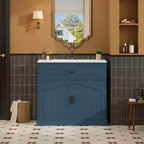 Meuble sous vasque 36 pouces avec rangement, meuble de salle de bain en bois avec portes à fermeture amortie et étagère