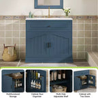 Meuble sous vasque 36 pouces avec rangement, meuble de salle de bain en bois avec portes à fermeture amortie et étagère