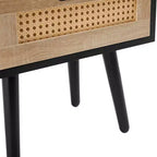 TUYOHW Table de Chevet en Rotin 40 cm avec Tiroir Tressé, Table d'Appoint avec Étagère Ouverte, Table d'appoint en Bois pour Salon, Chambre à Coucher