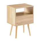 TUYOHW Table de Chevet en Rotin 40 cm avec Tiroir Tressé, Table d'Appoint avec Étagère Ouverte, Table d'appoint en Bois pour Salon, Chambre à Coucher