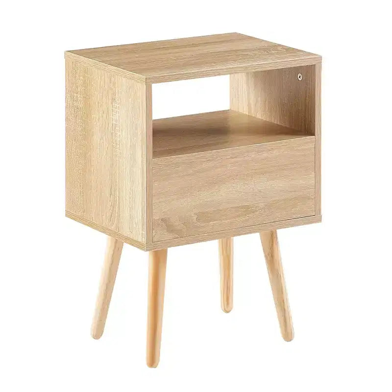 TUYOHW Table de Chevet en Rotin 40 cm avec Tiroir Tressé, Table d'Appoint avec Étagère Ouverte, Table d'appoint en Bois pour Salon, Chambre à Coucher