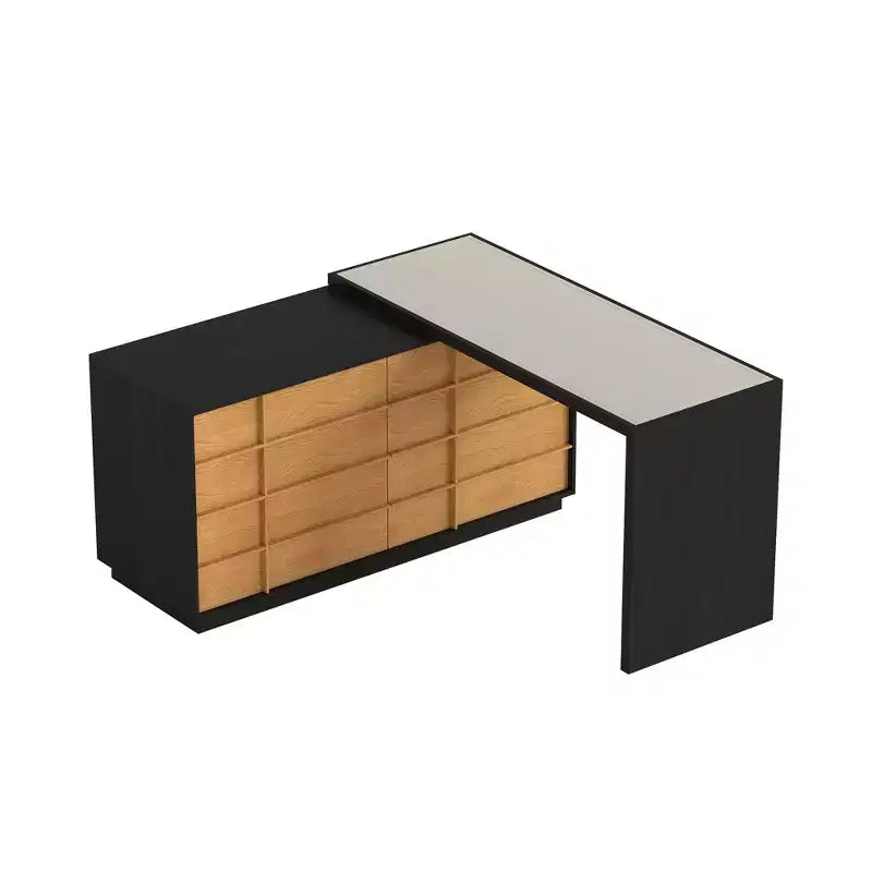 Bureau d'ordinateur à domicile réversible en L avec 6 tiroirs, extensible, moderne et rotatif Luck Live
