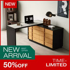 Bureau d'ordinateur à domicile réversible en L avec 6 tiroirs, extensible, moderne et rotatif Luck Live