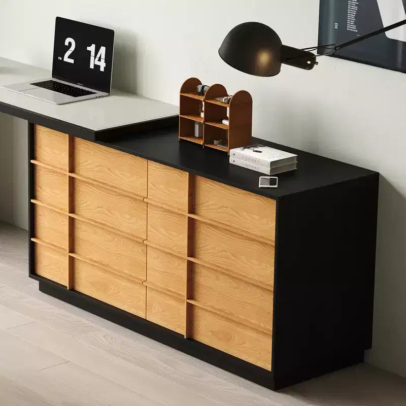 Bureau d'ordinateur à domicile réversible en L avec 6 tiroirs, extensible, moderne et rotatif Luck Live