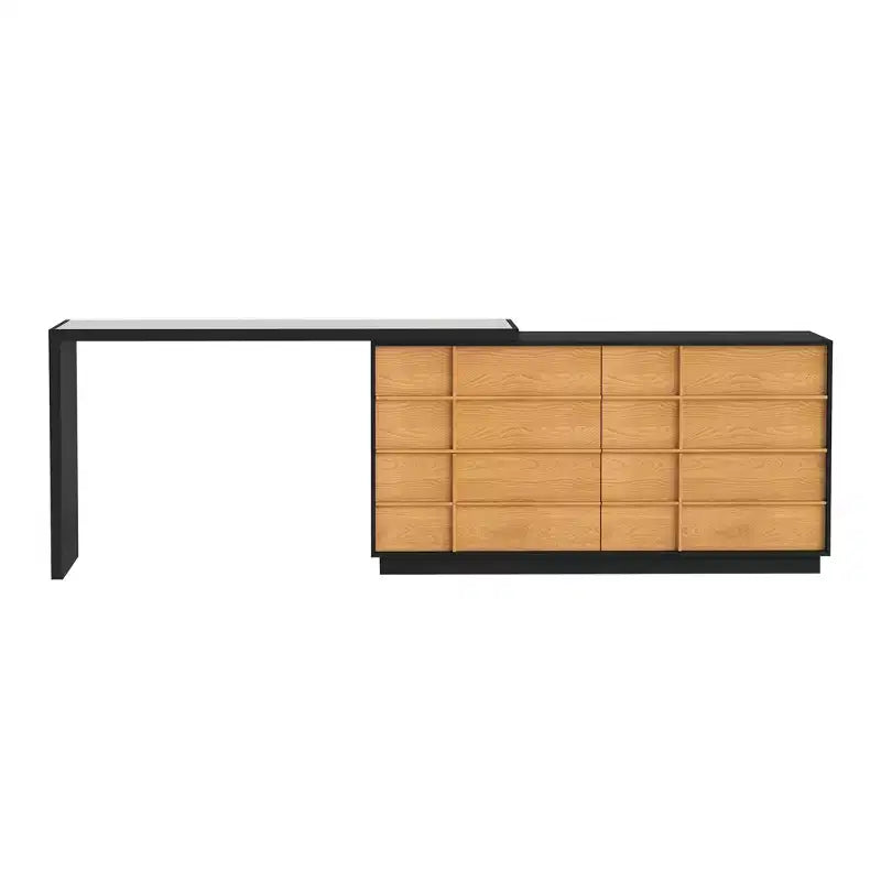 Bureau d'ordinateur à domicile réversible en L avec 6 tiroirs, extensible, moderne et rotatif Luck Live