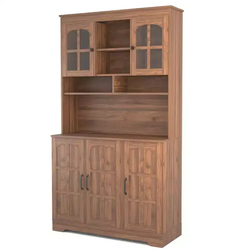 Meuble de buffet autoportant de 180 cm de hauteur avec support pour micro-ondes