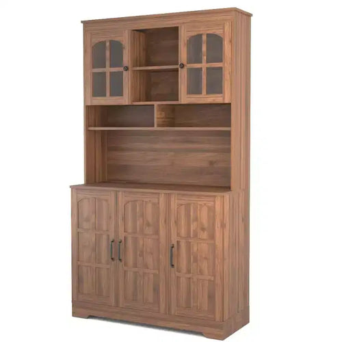 Meuble de buffet autoportant de 180 cm de hauteur avec support pour micro-ondes
