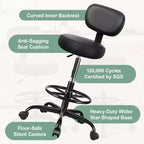 Chaise de bureau à jambes croisées KERDOM, chaise de yoga à genoux pour méditation et TDAH, réglable en hauteur, avec support lombaire, repose-pieds élargi et roulettes, noir