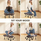 Chaise de bureau à jambes croisées KERDOM, chaise de yoga à genoux pour méditation et TDAH, réglable en hauteur, avec support lombaire, repose-pieds élargi et roulettes, noir