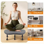Chaise de bureau à jambes croisées KERDOM, chaise de yoga à genoux pour méditation et TDAH, réglable en hauteur, avec support lombaire, repose-pieds élargi et roulettes, noir