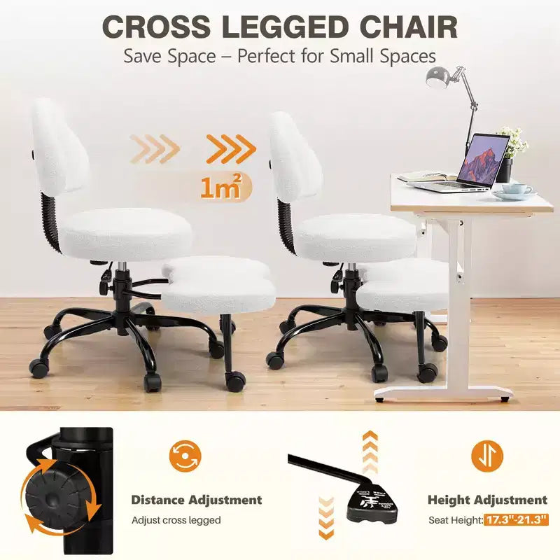 Chaise de bureau à jambes croisées KERDOM, chaise de yoga à genoux pour méditation et TDAH, réglable en hauteur, avec support lombaire, repose-pieds élargi et roulettes, noir