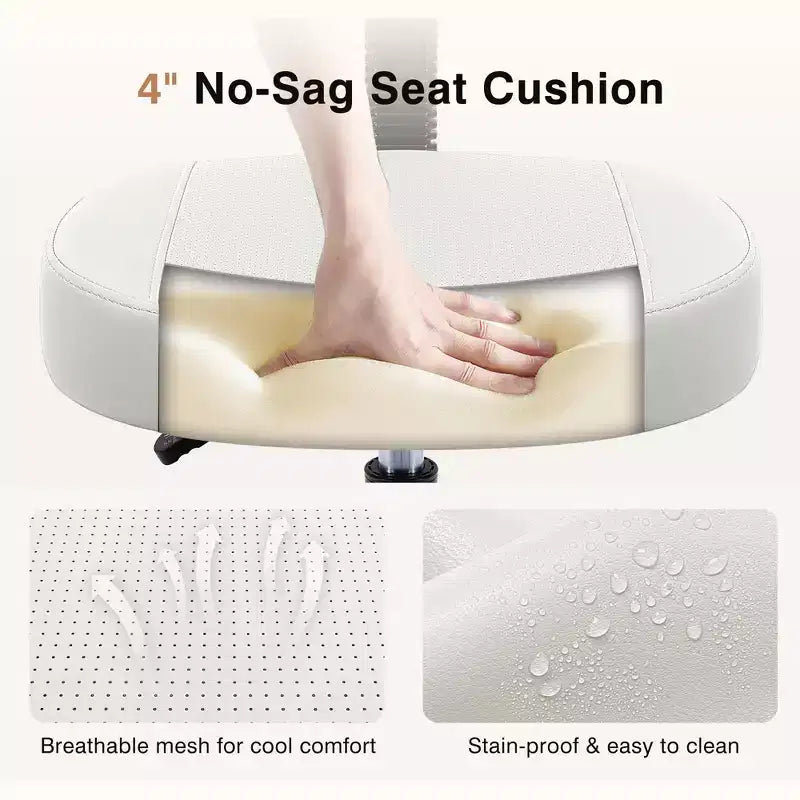 Chaise de bureau à jambes croisées KERDOM, chaise de yoga à genoux pour méditation et TDAH, réglable en hauteur, avec support lombaire, repose-pieds élargi et roulettes, noir