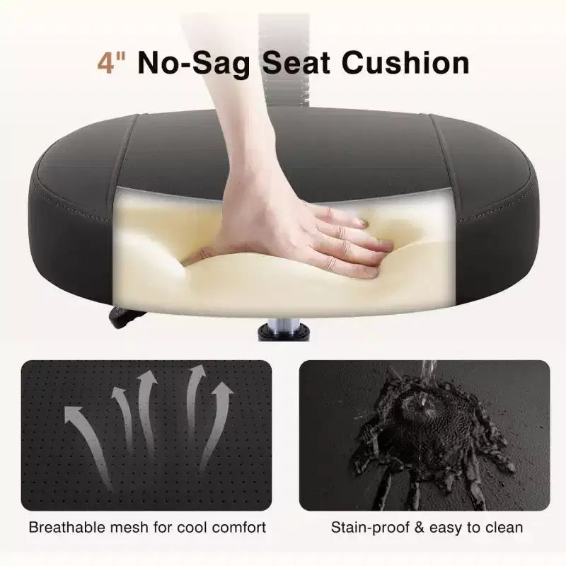 Chaise de bureau à jambes croisées KERDOM, chaise de yoga à genoux pour méditation et TDAH, réglable en hauteur, avec support lombaire, repose-pieds élargi et roulettes, noir
