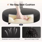 Chaise de bureau à jambes croisées KERDOM, chaise de yoga à genoux pour méditation et TDAH, réglable en hauteur, avec support lombaire, repose-pieds élargi et roulettes, noir