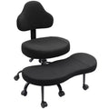 Chaise de bureau à jambes croisées KERDOM, chaise de yoga à genoux pour méditation et TDAH, réglable en hauteur, avec support lombaire, repose-pieds élargi et roulettes, noir