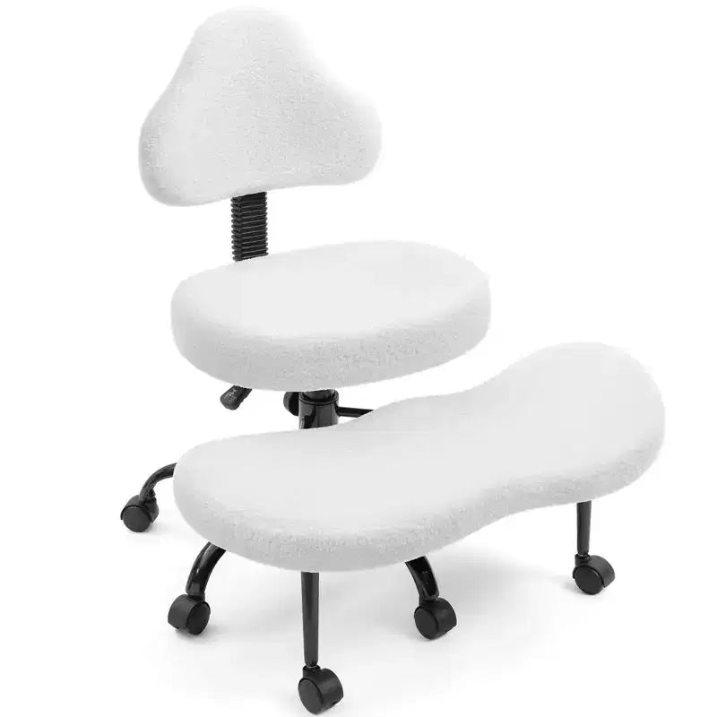 Chaise de bureau à jambes croisées KERDOM, chaise de yoga à genoux pour méditation et TDAH, réglable en hauteur, avec support lombaire, repose-pieds élargi et roulettes, noir
