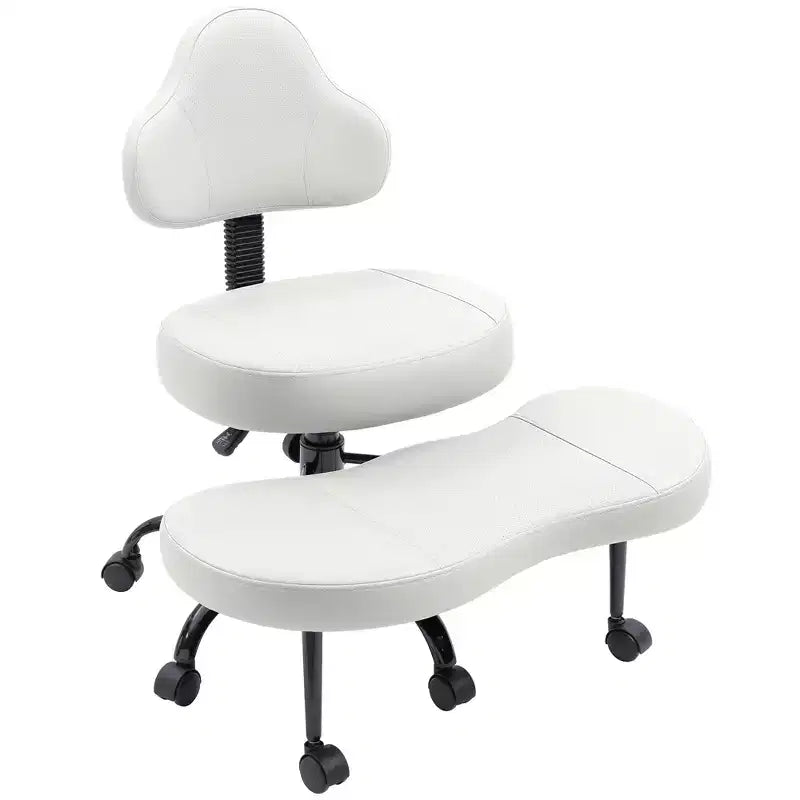 Chaise de bureau à jambes croisées KERDOM, chaise de yoga à genoux pour méditation et TDAH, réglable en hauteur, avec support lombaire, repose-pieds élargi et roulettes, noir