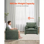 Fauteuil d'appoint moderne rembourré avec accoudoirs et coussin épais pour salon ou chambre - Vert