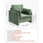 Fauteuil d'appoint moderne rembourré avec accoudoirs et coussin épais pour salon ou chambre - Vert